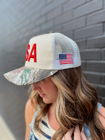 USA Vintage Camo Trucker Hat