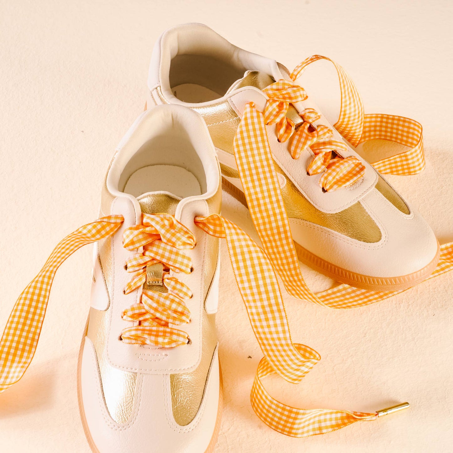 Gingham Orange Shoelaces