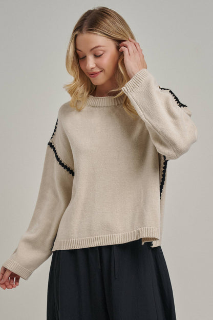 Contrast Blanket Stitch Sweater