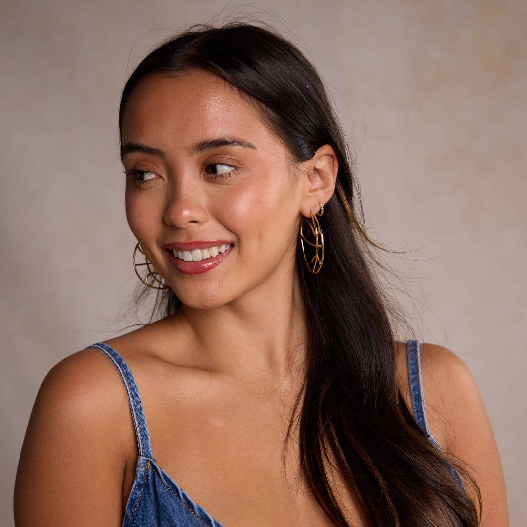 Gold Basketball Hoop Earrings