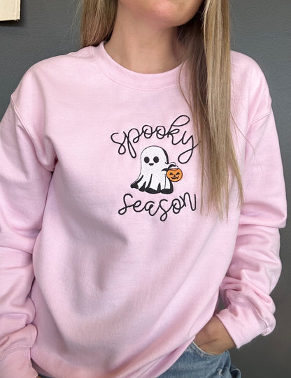 Spooky Season Ghost Embroidered Crewneck Sweatshirt