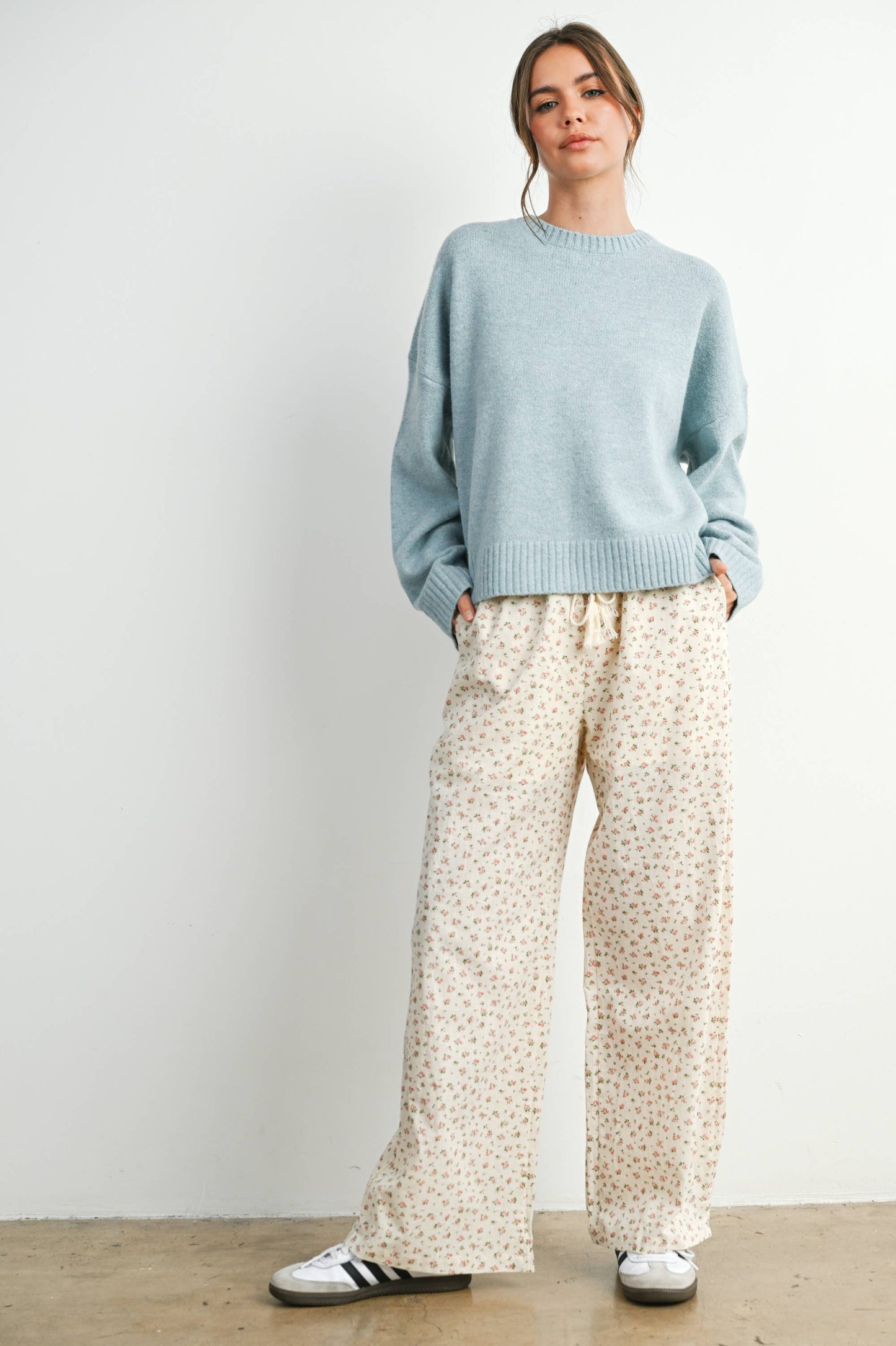 Blue Tie-Back Bow Sweater