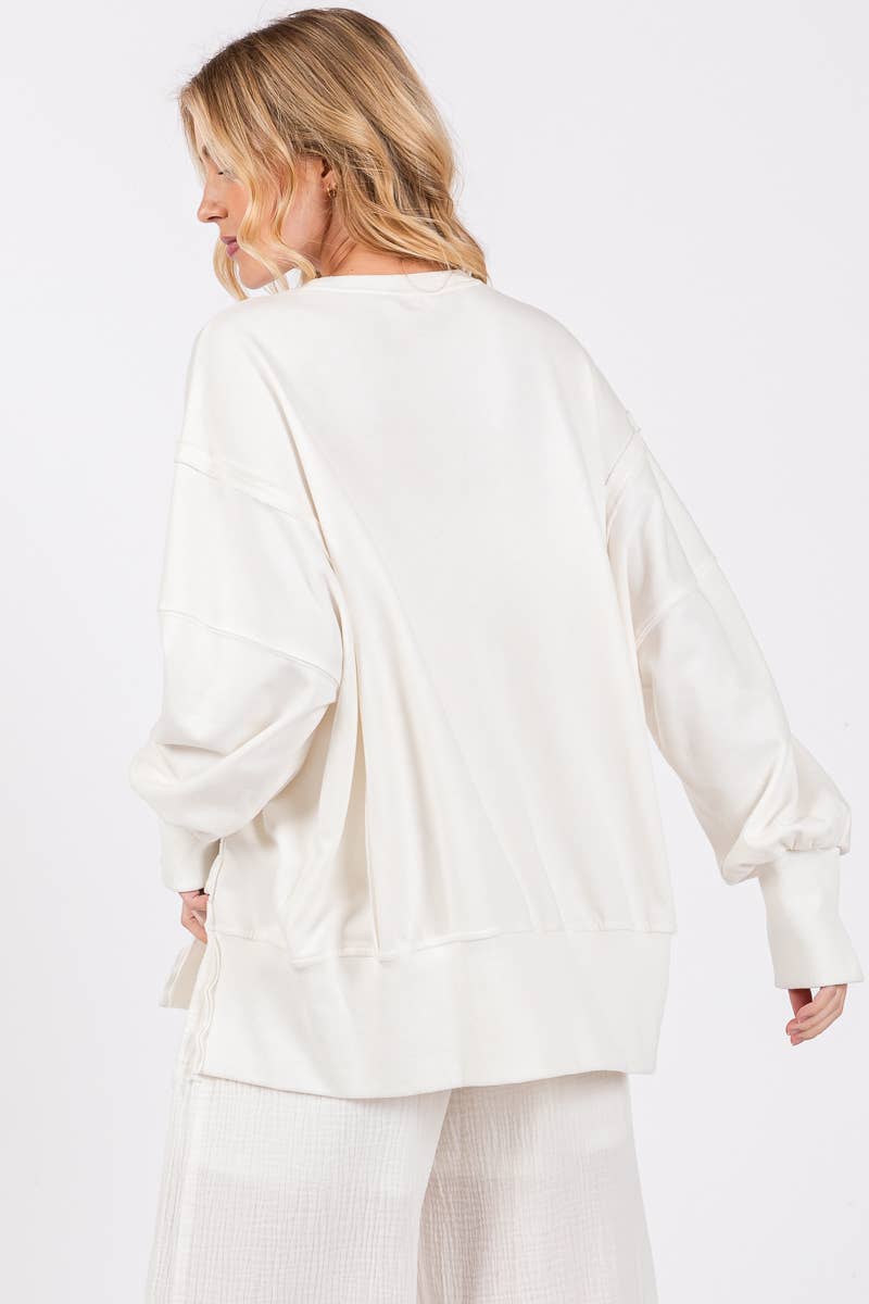 USA Washed Terry Side Slit Sweatshirt