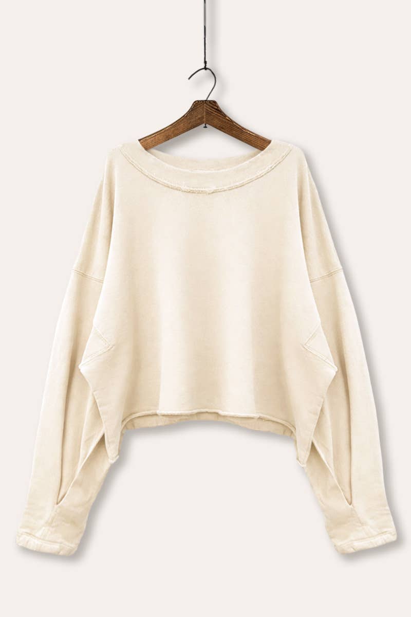 Cream Cropped Sweatshirt