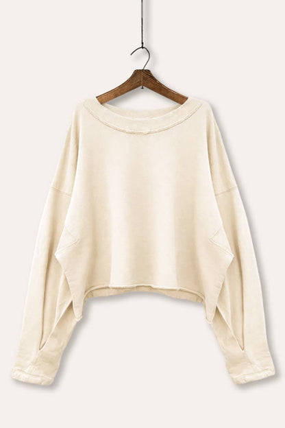 Cream Cropped Sweatshirt