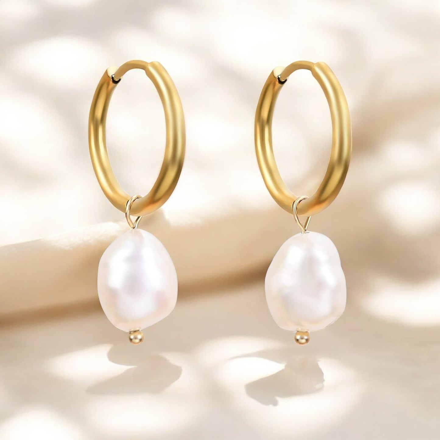 Pearl Charm Hoop Earrings