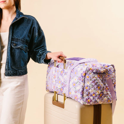 Quilted Weekender Bag Purple