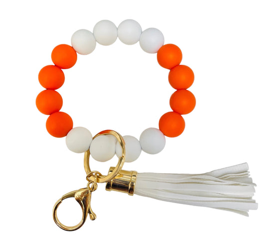 Orange and White Bracelet Keychain