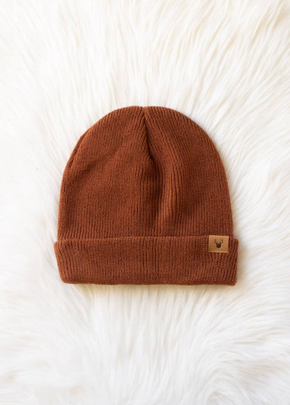 Brown Knit Beanie Hat