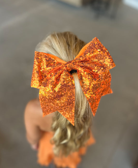 Orange Sequin Hair Tie Bow