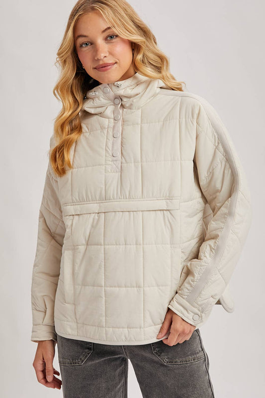 Quilted Puffer Hooded Pullover Jacket