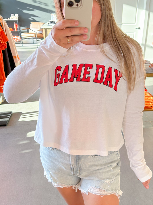 Game Day Long Sleeve Cropped T-Shirt