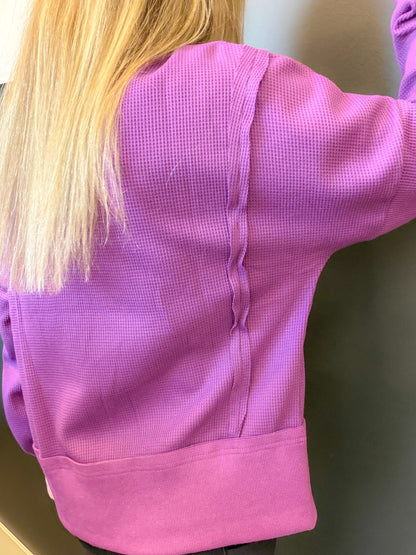 Waffle Drop Shoulder Top