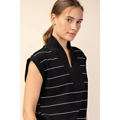 Modal Scuba Stripe V-Neck Sleeveless Top