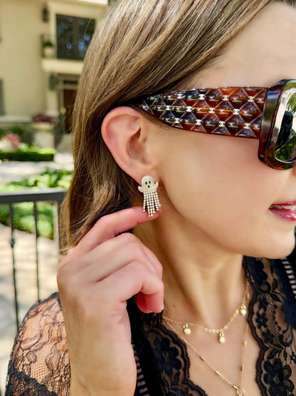 Ghost Pave Fringe Earrings