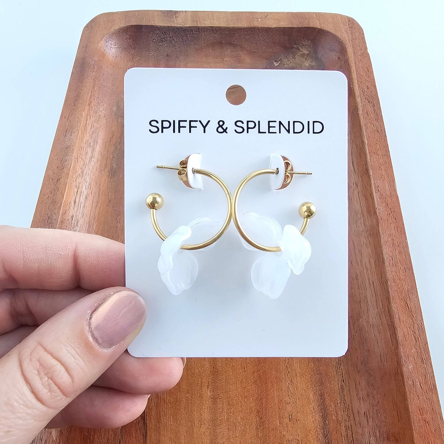 Magnolia Hoop Earrings - White