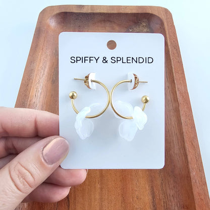 Magnolia Hoop Earrings - White
