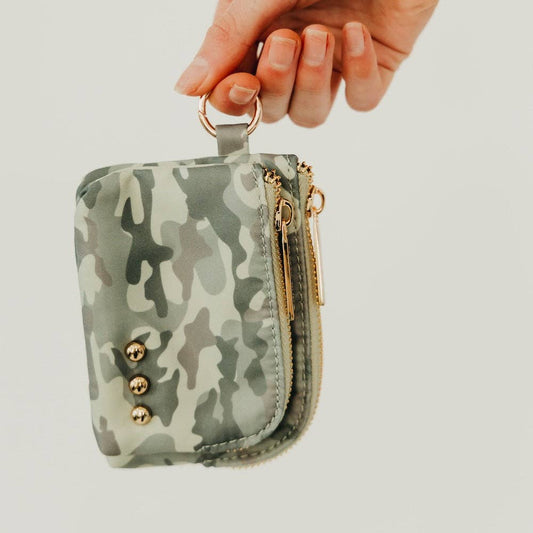 Nylon Double Zip Card Wallet: Camouflage