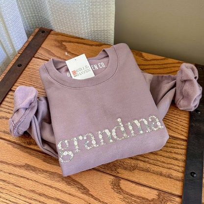 Grandma Floral Embroidered Crewneck