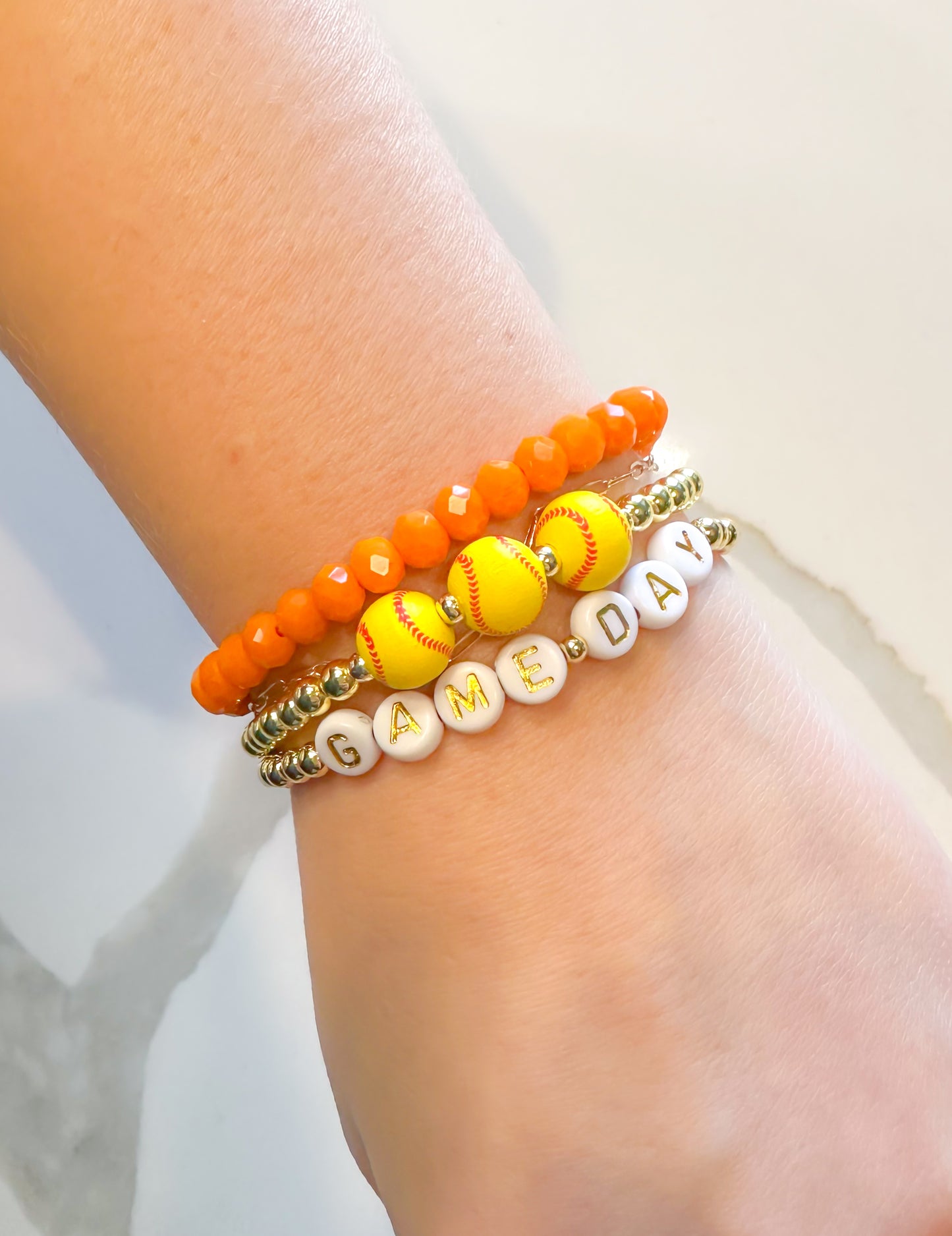 Softball Beaded Gold Filled Bracelet