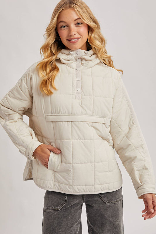 Quilted Puffer Hooded Pullover Jacket