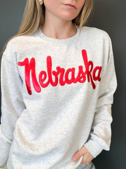 Nebraska Metallic Applique Sweatshirt