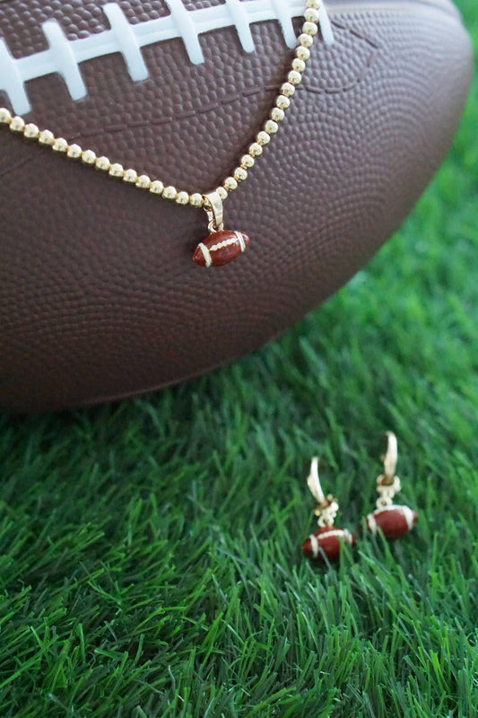 Football Enamel Drop Hoop Earrings