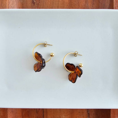 Magnolia Hoop Earrings - Amber
