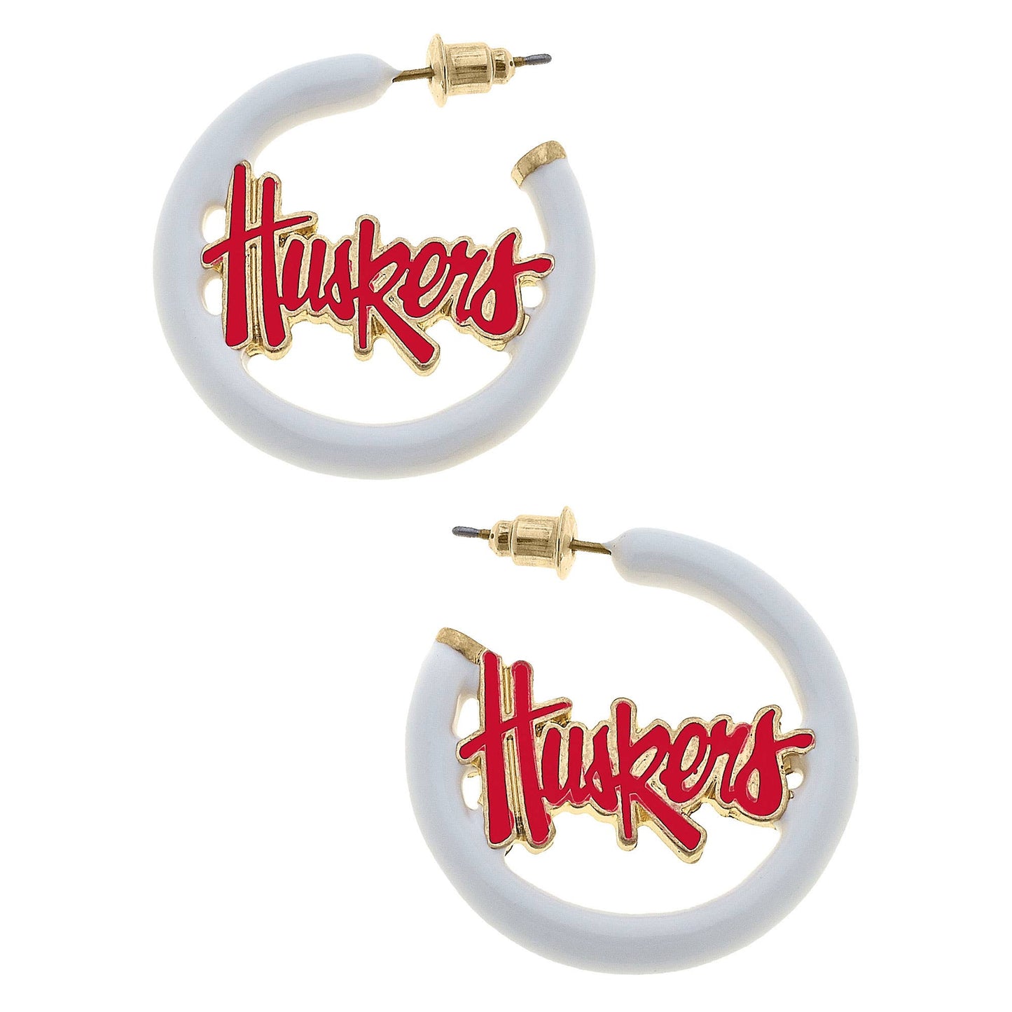 Nebraska Cornhuskers Logo Enamel Hoop Earrings