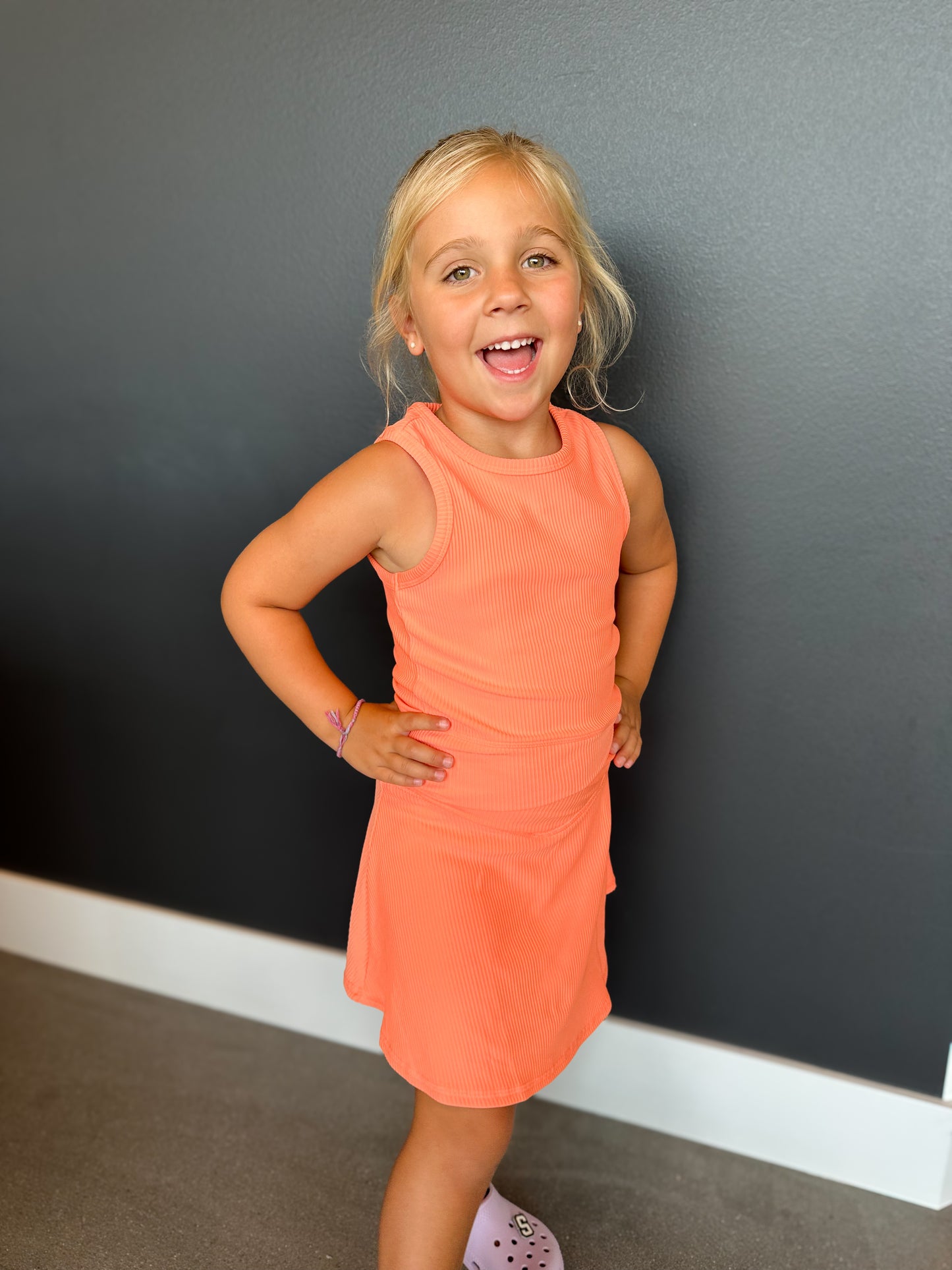 Girls Rib Crossover Tank and Skort Matching Set