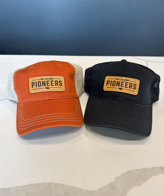 Pioneers Leather Patch Unstructured Trucker Hat