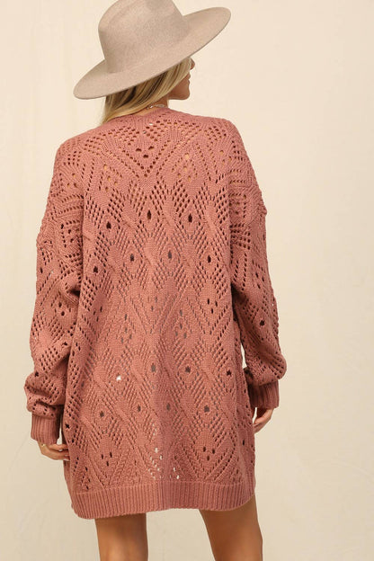 Mauve Open Knit Cardigan