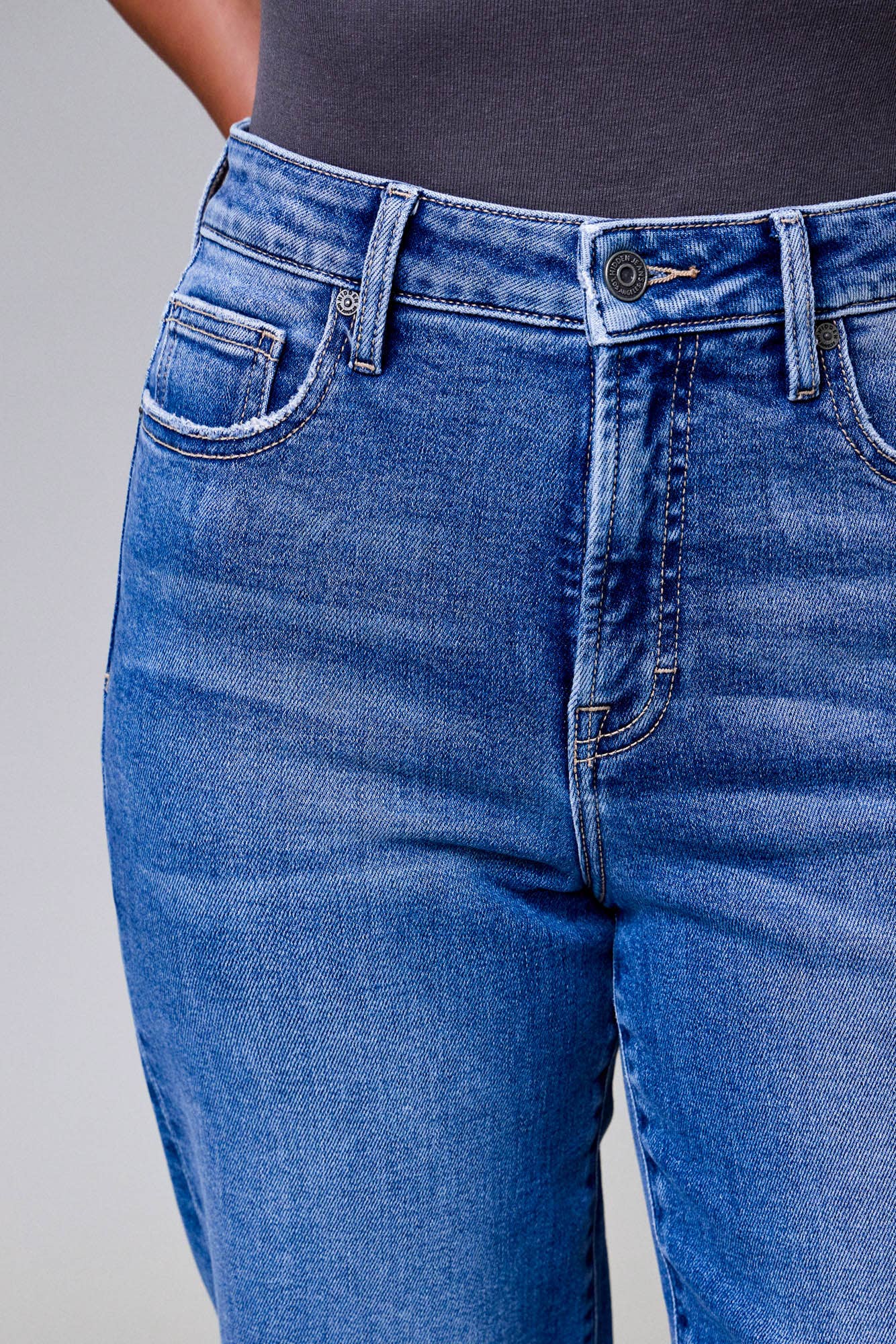 Medium Wash Clean Stretch High Rise Classic Straight Jeans