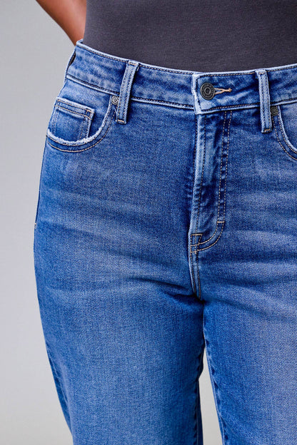 Medium Wash Clean Stretch High Rise Classic Straight Jeans