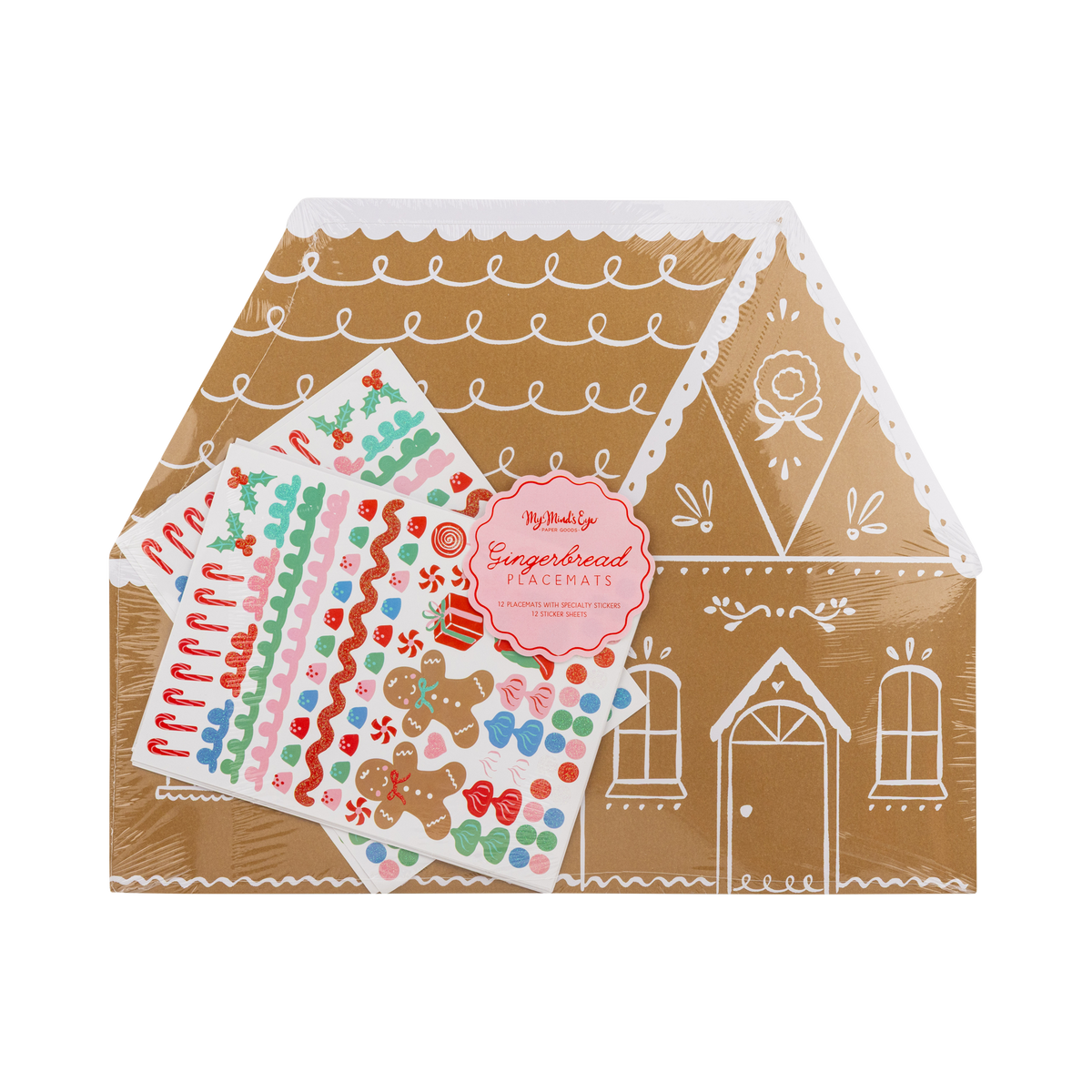 Gingerbread House Shaped Placemats with Stickers