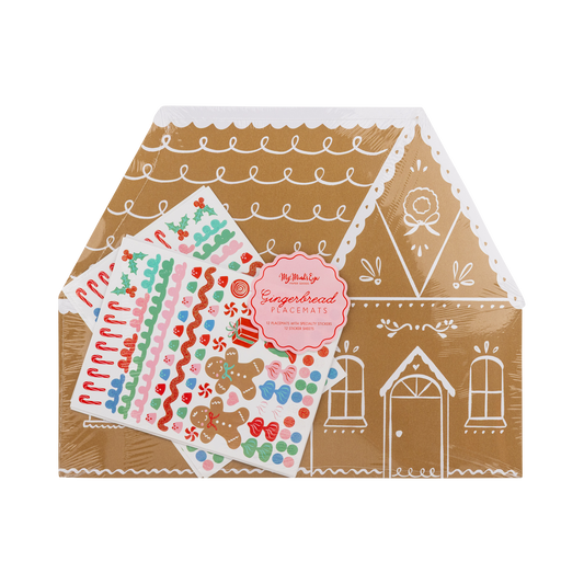 Gingerbread House Shaped Placemats with Stickers