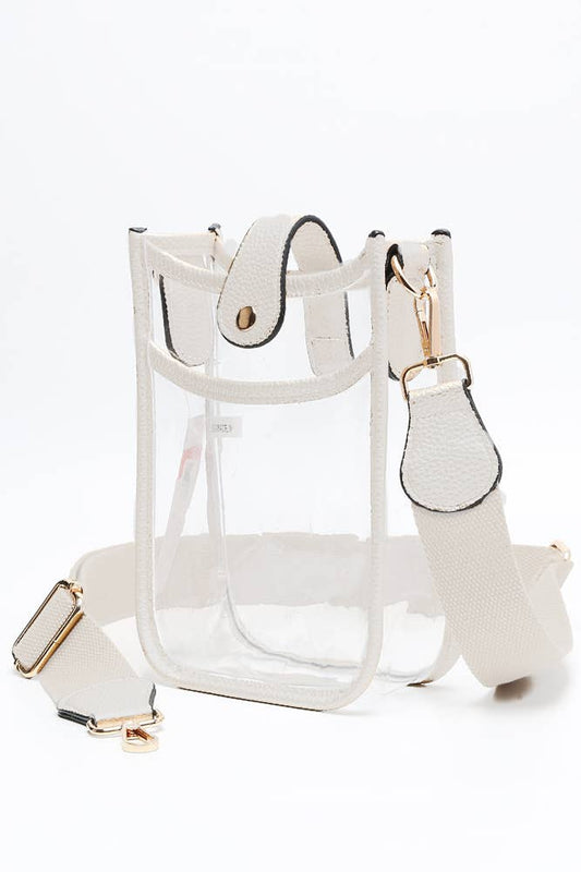 Clear Stadium Crossbody Mini Bag: White