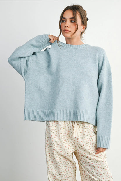 Blue Tie-Back Bow Sweater