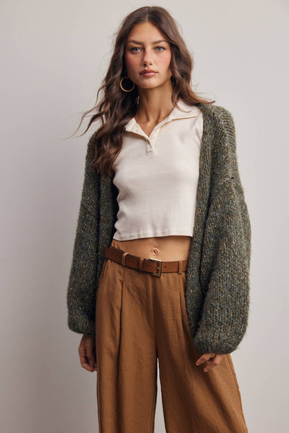 Olive Chunky Soft Touch Knit Cardigan