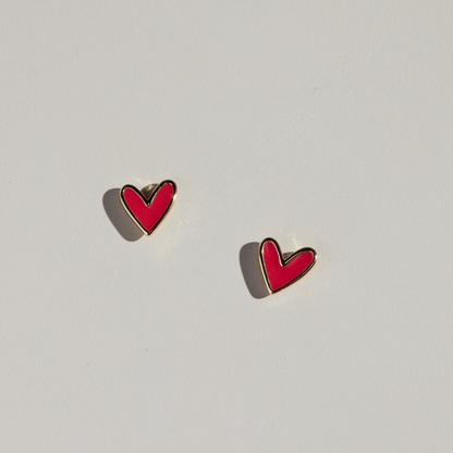 Red Sweetheart Stud Earrings