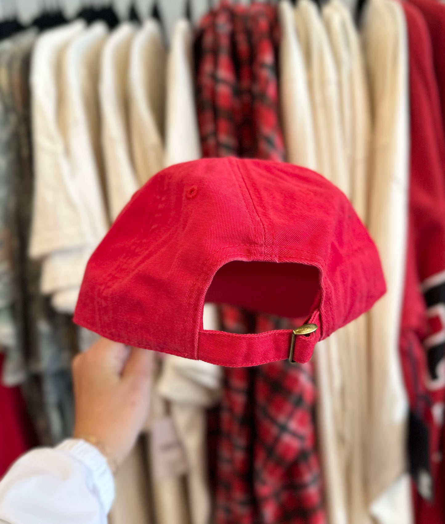 NE Embroidered Red Baseball Cap Dad Hat