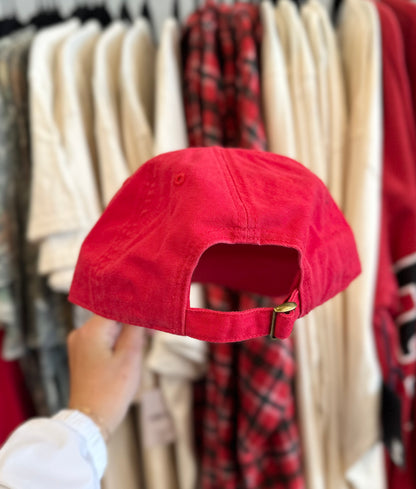 NE Embroidered Red Baseball Cap Dad Hat