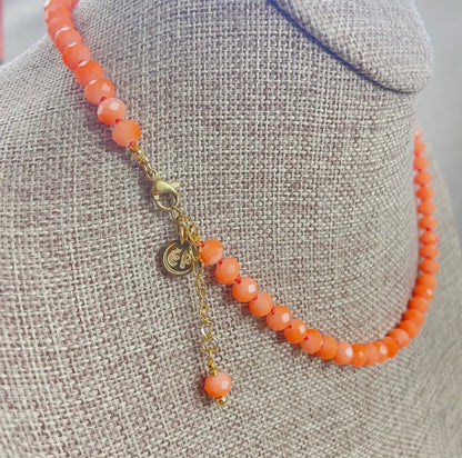 Orange Neon Crystal Beaded Necklace