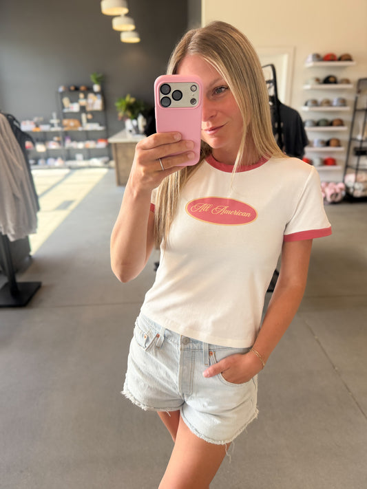 All American Short Sleeve Ringer Top