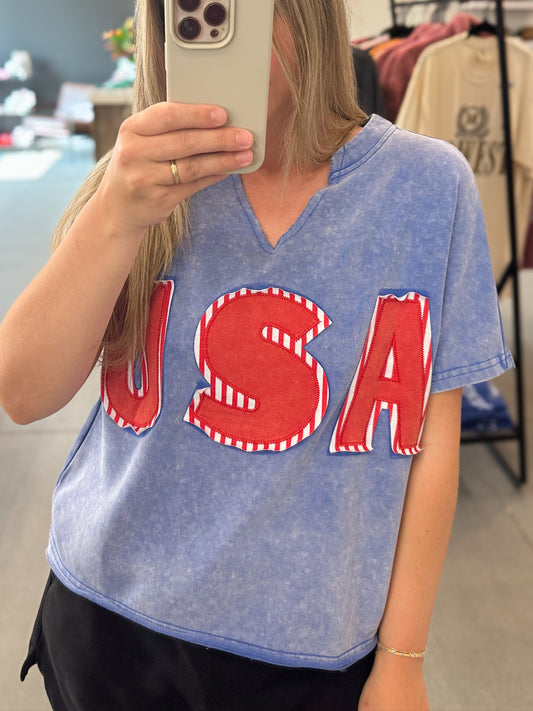 USA Patch Mineral Wash Short Sleeve Shirt