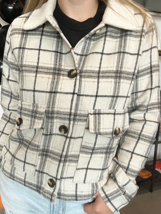 Ivory/Black Plaid Jacket