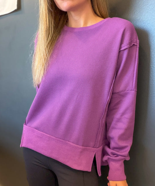 Waffle Drop Shoulder Top