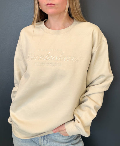 The Good Life Cornhuskers Monochrome Embroidered Sweatshirt