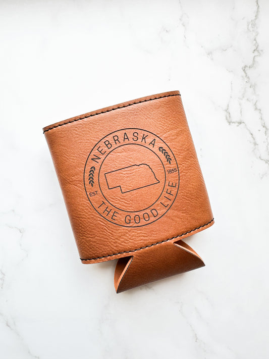 Nebraska The Good Life Leatherette Can Koozie