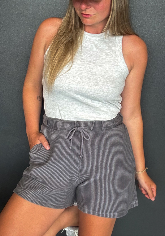 Smoke Grey Corded Shorts